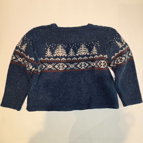 Pili Carrera Kids Wool Knit Cardigan – Made in Spain – Blue Fair Isle Pattern - Picture 2 of 5